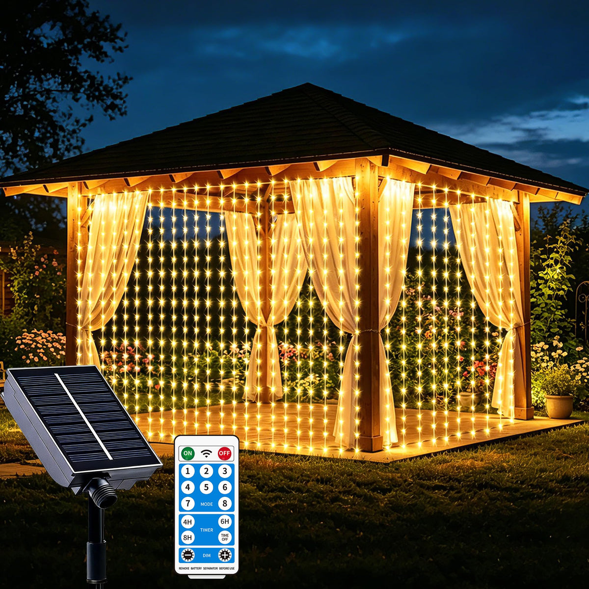 Solar Curtain Lights Outdoor, 300 LED Garden Fairy String Lights 🍁 All In One Marketplace Canada