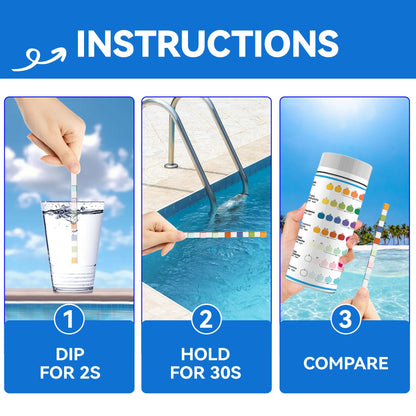 175-Count 7-Way Hot Tub & Pool Test Strips - Accurate Test Bromine, Total Alkalinity, pH, Free Chlorine, Total Hardness, Cyanuric Acid, and Total Chlorine