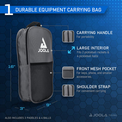 JOOLA Ben Johns Pickleball Set - Made with Reinforced Fiberglass and Honeycomb Polypropylene - Includes 2 Paddles, 4 Balls, and JOOLA Pickleball Bag Joola