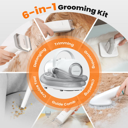 Neakasa P1 Pro Pet Grooming Kit & Vacuum Suction 99% Pet Hair, Professional Grooming Clippers with 5 Proven Grooming Tools for Dogs Cats and Other Animals
