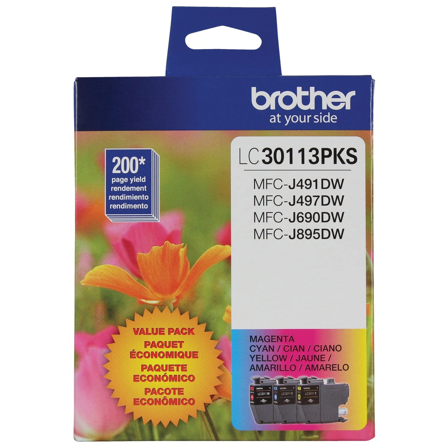 Brother Genuine LC30113PKS Standard Yield Colour Ink Cartridge Value Pack (3), original ink replacement cartridges, cyan/magenta/yellow, ink for Brother inkjet printers MFCJ491DW, MFCJ497DW, MFCJ690DW 🍁 All In One Marketplace Canada