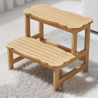 COSYLAND Bamboo Step Stool, Two Step Stools Toddler 300 lbs Capacity with Safety Non-Slip Pads, Bamboo Step Stool for Bathroom, Kitchen Dual Height Step Stools for Kids (Natural) 🍁 All In One Marketplace Canada