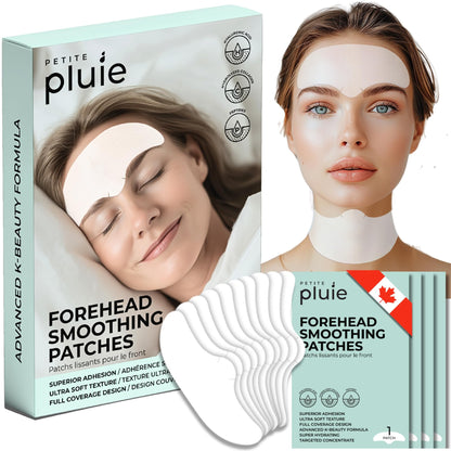 Petite Pluie Overnight Use Advanced Canadian Forehead Smoothing Patches - Premium Hydrogel Non-Sticky Hydration Collagen Face Mask - Superior Adhesion with Extra Large Size for Necklines & Frown Lines Treatment, Made in Korea, 10 Count - Available at All In One Marketplace Canada