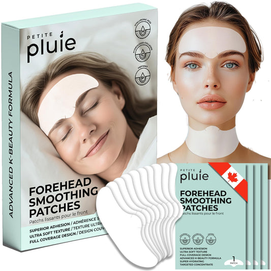 Petite Pluie Overnight Use Advanced Canadian Forehead Smoothing Patches - Premium Hydrogel Non-Sticky Hydration Collagen Face Mask - Superior Adhesion with Extra Large Size for Necklines & Frown Lines Treatment, Made in Korea, 10 Count - Available at All In One Marketplace Canada