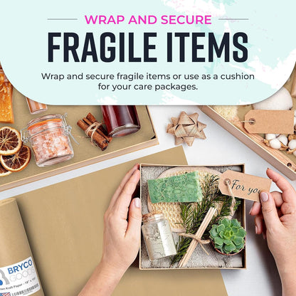 Bryco Goods 18" x 1200"(100’) Brown Wrapping Paper - Kraft Paper Roll for Packing, Arts & Crafts, Gift Wrapping, Bulletin Board, Banner, Bouquet Flower, Table Covering, Shipping & Moving Supplies - Available at All In One Marketplace Canada