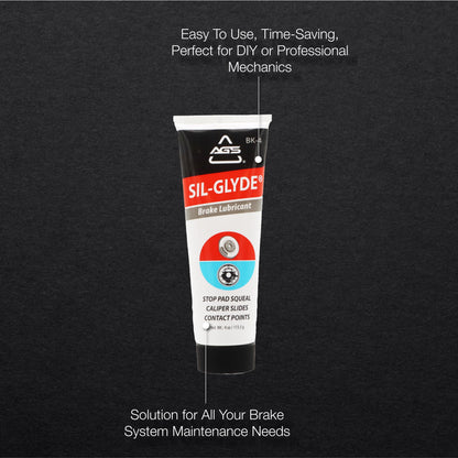 AGS SIL-Glyde 4 oz Tube Silicone Based Brake Assembly Lubricant for Eliminating Disc Brake Squeal - Moisture Proof, Heat Resistant, Rust and Corrosion Protector AGS