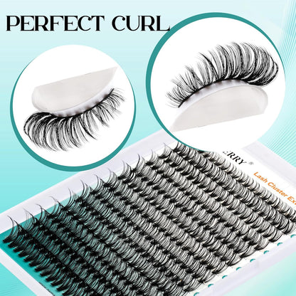 GEMERRY Cluster Lashes Lash Clusters Lash Extension Kit Black Brown Eyelashes 3D-200D 8-20mm (1 count (Pack of 1), Beginner Set-80D) - Available at All In One Marketplace Canada