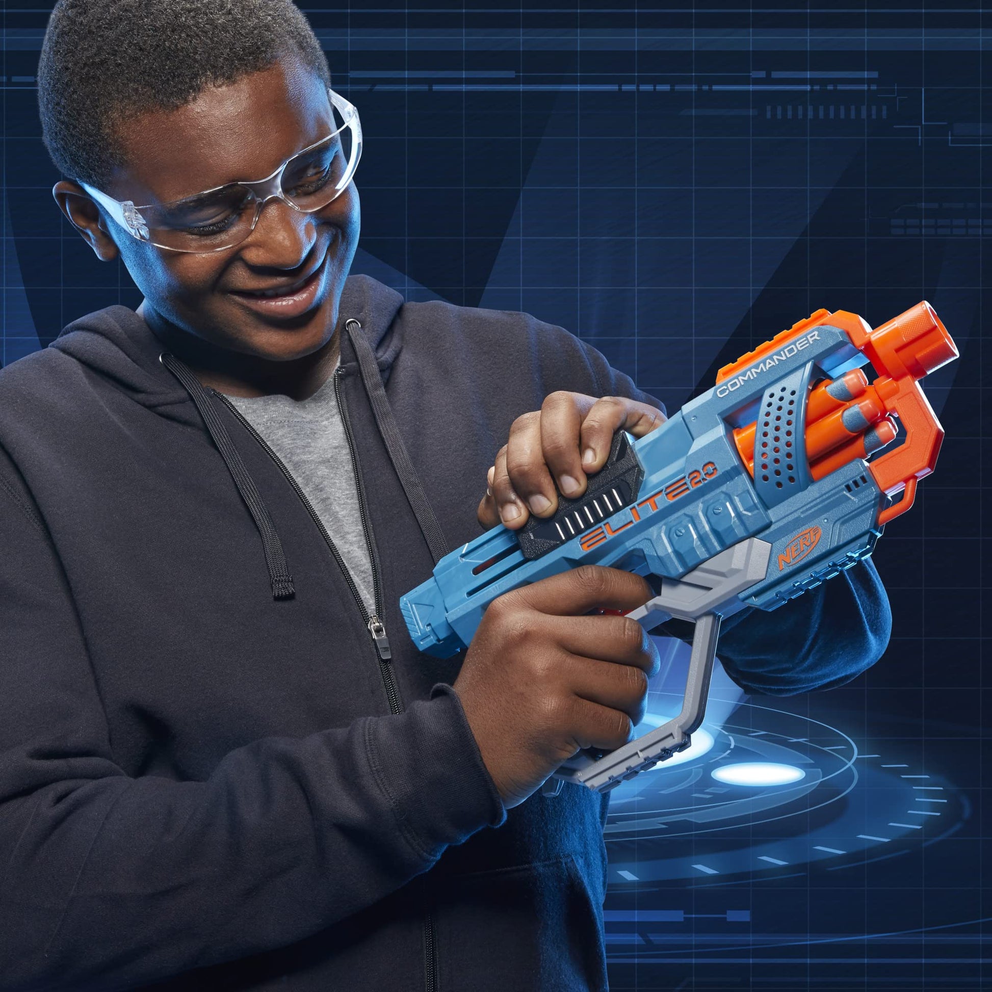 Hasbro Nerf Elite 2.0 Commander RD-6 Blaster, 12 Official Nerf Darts, 6-Dart Rotating Drum, Tactical Rails, Barrel and Stock Attachment Points, E9485 Nerf