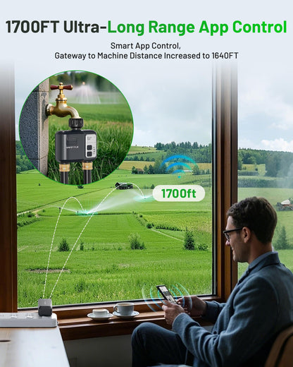 [All-New 2027] 1700FT WiFi Sprinkler Timer 2 Zone, Unistyle Smart Hose Timers Compatible Alexa & Google Voice and App Control, Water Timer for Garden Hose with Auto & Manual Modes for Garden Lawn - Available at All In One Marketplace Canada