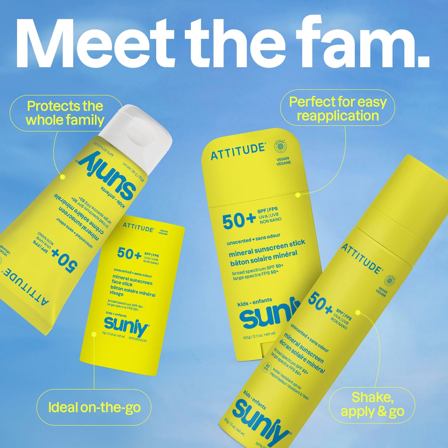 ATTITUDE Kids Mineral Sunscreen SPF 50, Broad Spectrum Zinc Oxide, EWG Verified, Mineral-Based, Non-Nano, Lightweight Cream for Face & Body, Gentle Formula, Unscented, 80 grams BIO SPECTRA ATTITUDE