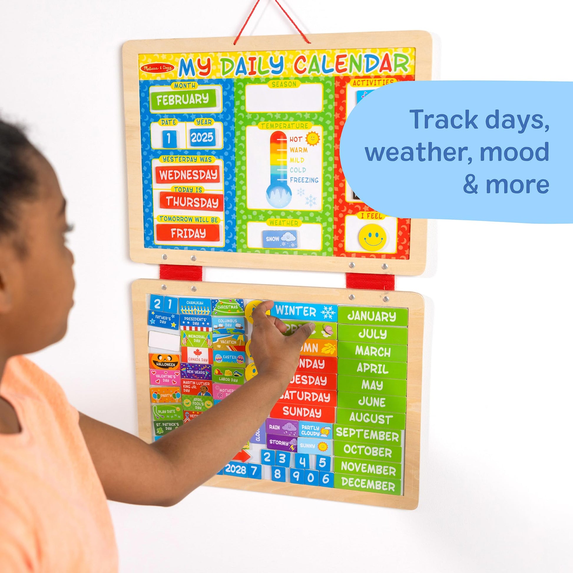 Melissa & Doug My First Daily Magnetic Calendar, Classroom Calendar for Kids Activities with Weather & Seasons, Preschool Toys for Girls & Boys Ages 4+ Melissa & Doug