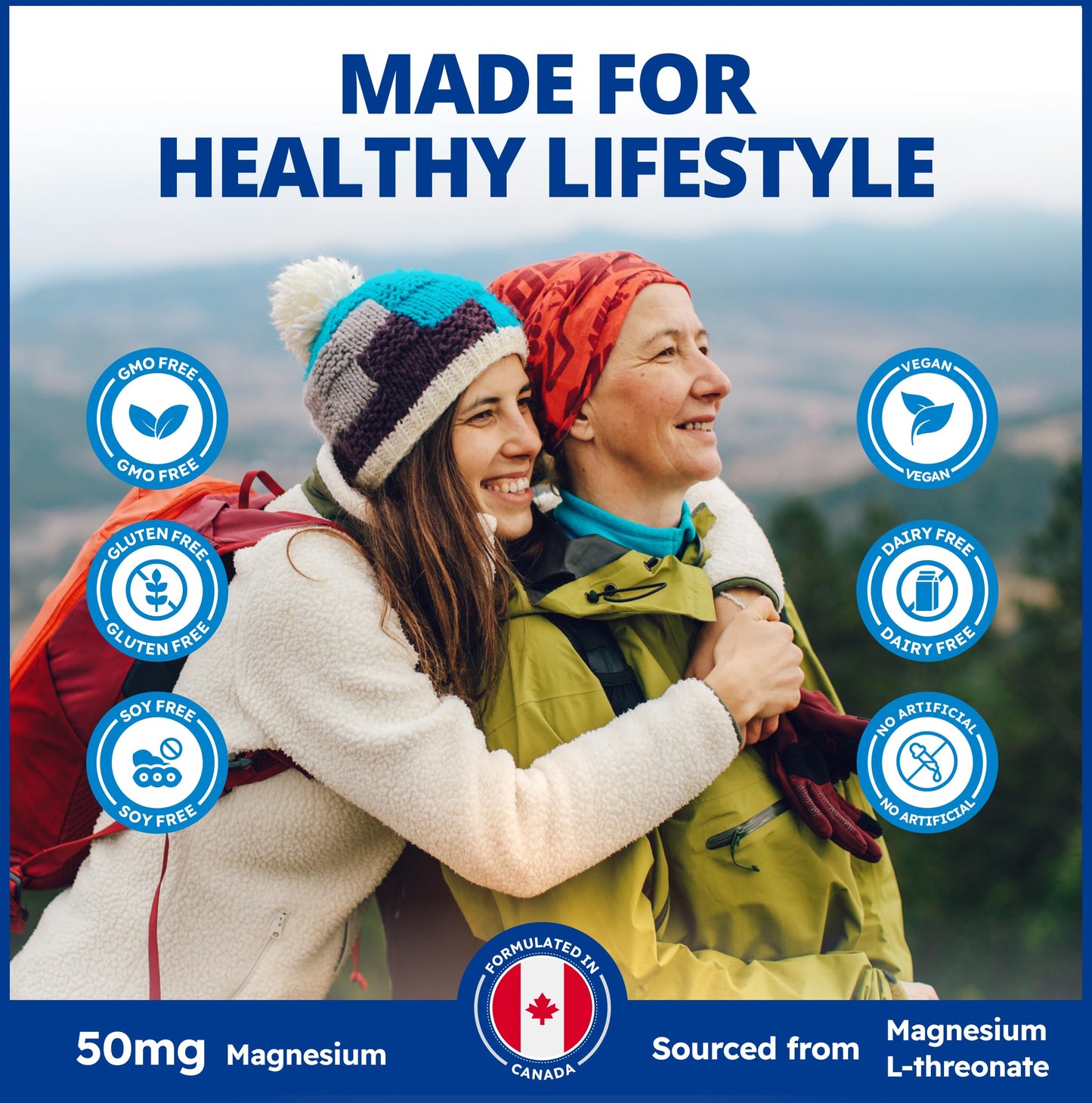 CanPrev Magnesium L-Threonate 50mg, 120 Capsules 120-Day Supply - Optimal Absorption Formula for Improve Sleep, Muscle Function, Maintain Healthy Electrolyte Balance - Vegan, Non-GMO and Gluten-Free - Available at All In One Marketplace Canada