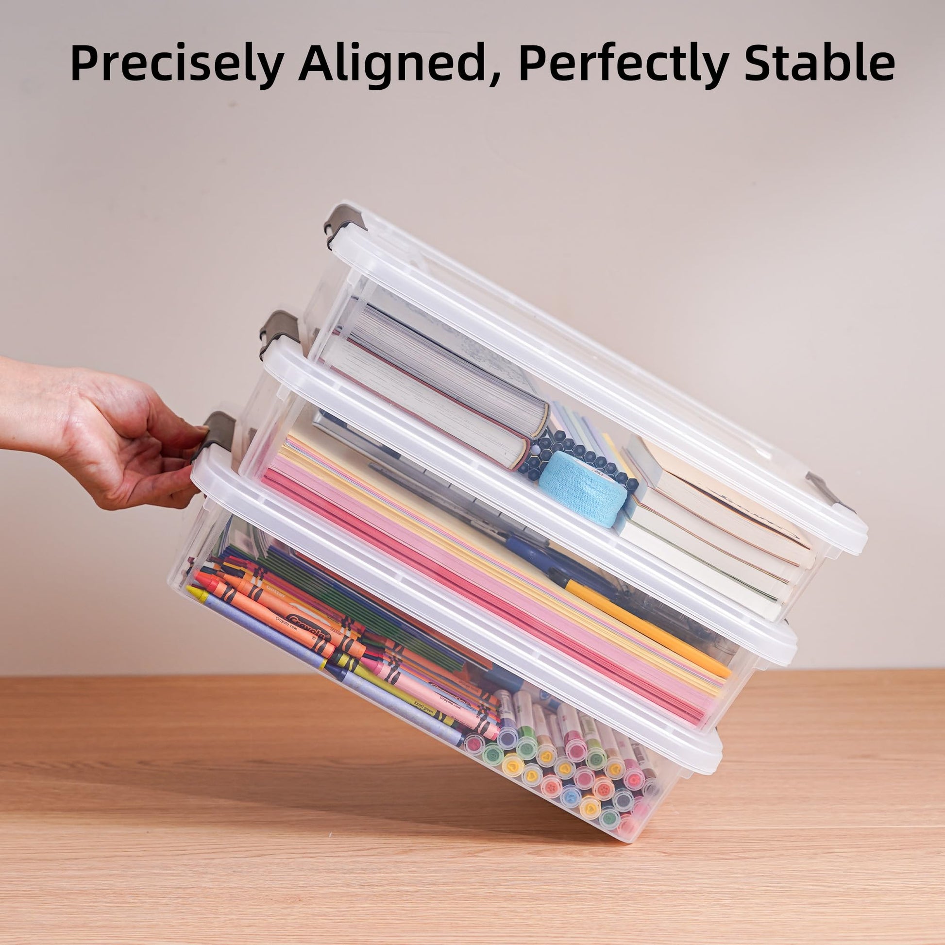 Citylife 3 PCS Plastic Storage Bins with Latching Lids Clear File Box Portable Storage Containers for Organizing A4 Paper, Document, Scrapbook, 14.65" x 10.43" x 2.87" - Available at All In One Marketplace Canada