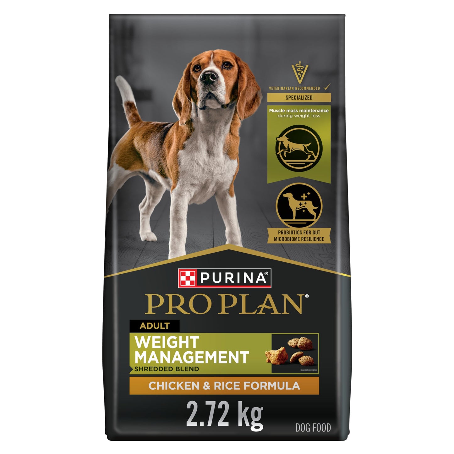 Purina Pro Plan Weight Management Dry Dog Food, Shredded Blend Chicken - 2.72 kg Bag Pro Plan