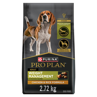 Purina Pro Plan Weight Management Dry Dog Food, Shredded Blend Chicken - 2.72 kg Bag Pro Plan