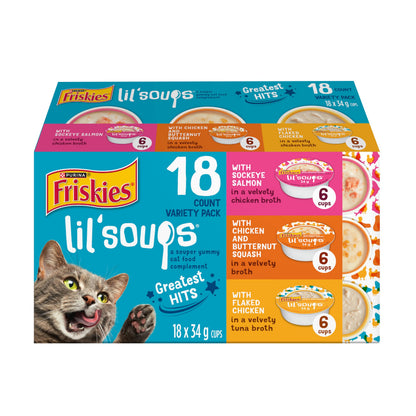 Friskies Lil' Soups Cat Treats, Greatest Hits Cups 34g (18 Pack x 2) Friskies