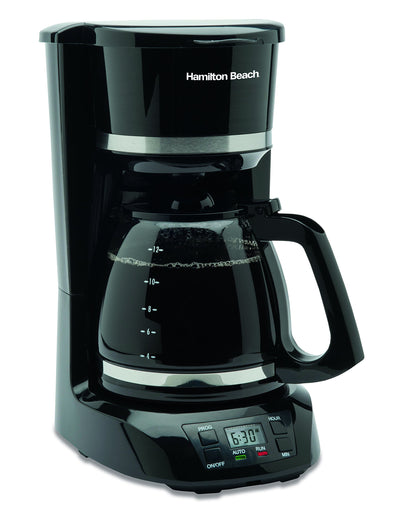 Hamilton Beach 12 Cup Programmable Coffee Maker with Digital Clock, Auto Pause & Serve, 2-Hour Auto Shutoff, Dishwasher-Safe Glass Carafe, Black(43874) Hamilton Beach