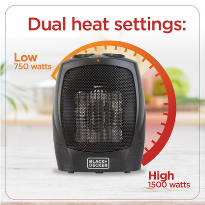 BLACK+DECKER Portable Space Heater, 1500W Room Space Heater with Carry Handle for Easy Transport - Available at All In One Marketplace Canada
