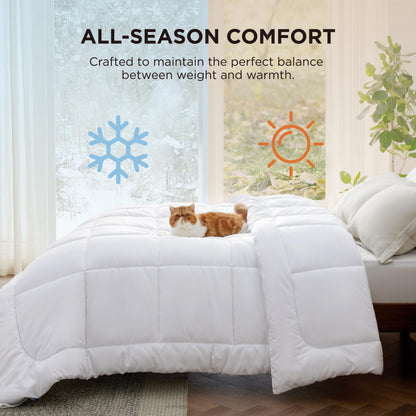 Bedsure White Duvet Insert Queen - Quilted Comforters Queen Size, All Season Duvet, GentleSoft Down Alternative Bedding, with 8 Tabs, Gifts for Women/Men, White, Queen 88 x 88 Inches - Available at All In One Marketplace Canada