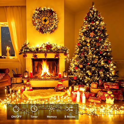 Mewuvn 2Pack 80FT 200 LED Battery Operated Christmas String Lights Outdoor/Indoor, Timer & 8 Modes with Green Wire Christmas Tree Lights, Waterproof Fairy Lights for Xmas Tree Garden(Warm White) 🍁 All In One Marketplace Canada