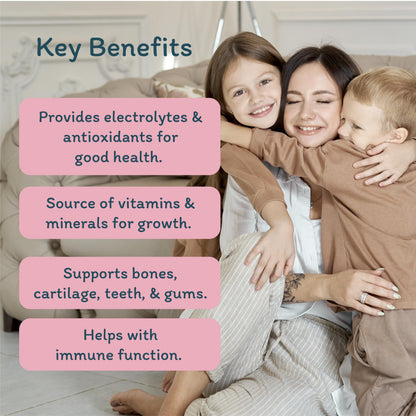 Organika Kids Electrolytes Powder Sticks - Sugar-Free Hydration + Immune support with 100% of daily Vitamin C, Minerals and Prebiotic Fibre | Strawberry Kiwi Flavour - 3.5g x 20 sachets - Available at All In One Marketplace Canada