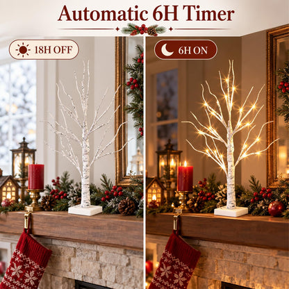 EAMBRITE Christmas Decorations, 4 Pack 2 FT Lighted Birch Tree, Christmas Tree Battery Operated with Timer, Gift Holder Tabletop Centerpiece for Home Decor 🍁 All In One Marketplace Canada