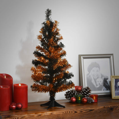 National Tree Company Tinsel Tree, Black, Orange, Halloween Collection, 24 in