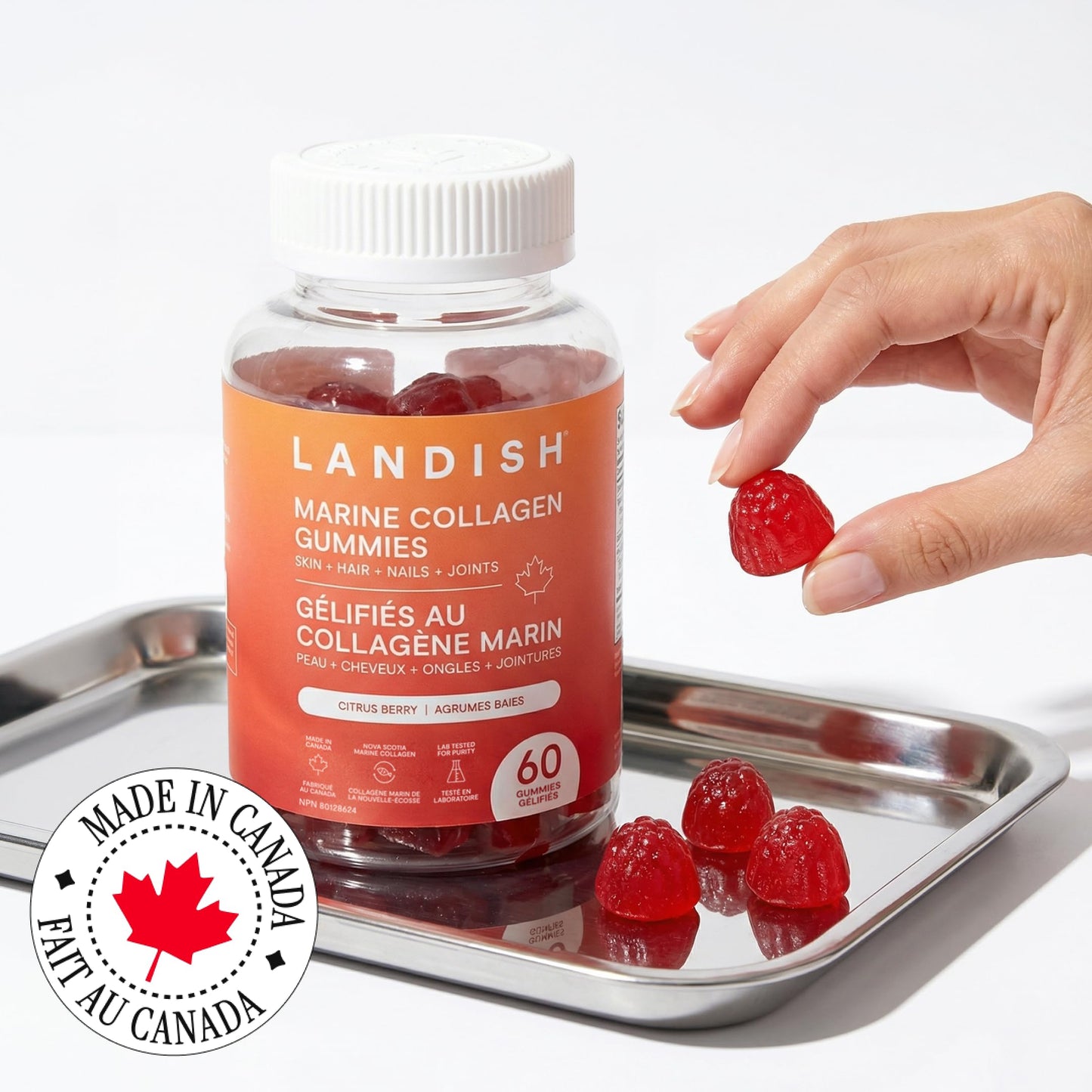 Landish Marine Collagen Gummies, Skin Hair Nails & Joints, 60 Gummies Landish