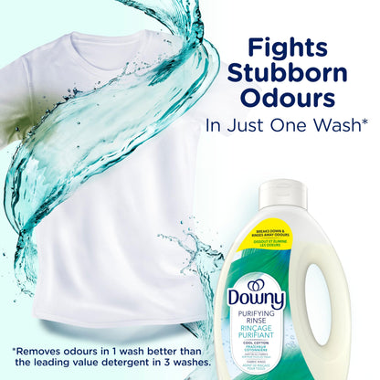 Downy Purifying Rinse Laundry Odour Remover, Cool Cotton Scent, Fabric Softener and Laundry Odour Removal Rinse, Fights Odours at the source, HE Compatible, 1.83 L