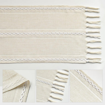Artoid Mode Boho Cream Tassel Table Runner, Farmhouse Style Kitchen Table Decoration Holiday Wedding Party Dinning Birthday Decor 33x230 cm 🍁 All In One Marketplace Canada