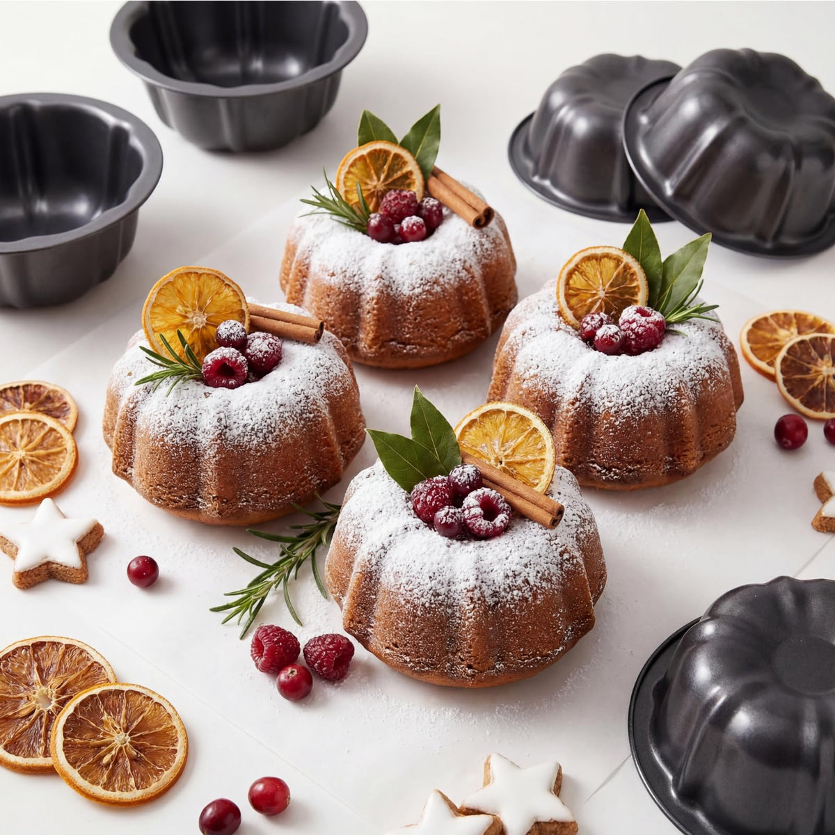 ZENFUN 10 Pcs Mini Flan Molds Pan, 4 Inches Fluted Cake Pan Nonstick, Carbon Steel Mini Flan Molds Pans, Cake Pans Reusable Tube Oven Baking Mold for Cupcake, Bread, Bavarois, Brownie 🍁 All In One Marketplace Canada