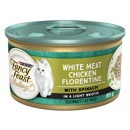 Fancy Feast Medleys Wet Cat Food, White Meat Chicken Florentine - 85 g Can (24 Pack) Fancy Feast