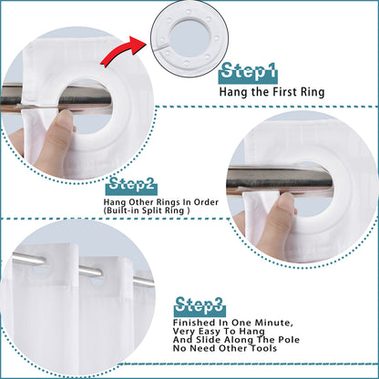 Conbo Mio Hotel Style Fabric Shower Curtain with Snap in Liner for Bathroom Machine Washable Waterproof Repellent Shower Curtain (Check-White, 71" W x 74" H) - Available at All In One Marketplace Canada