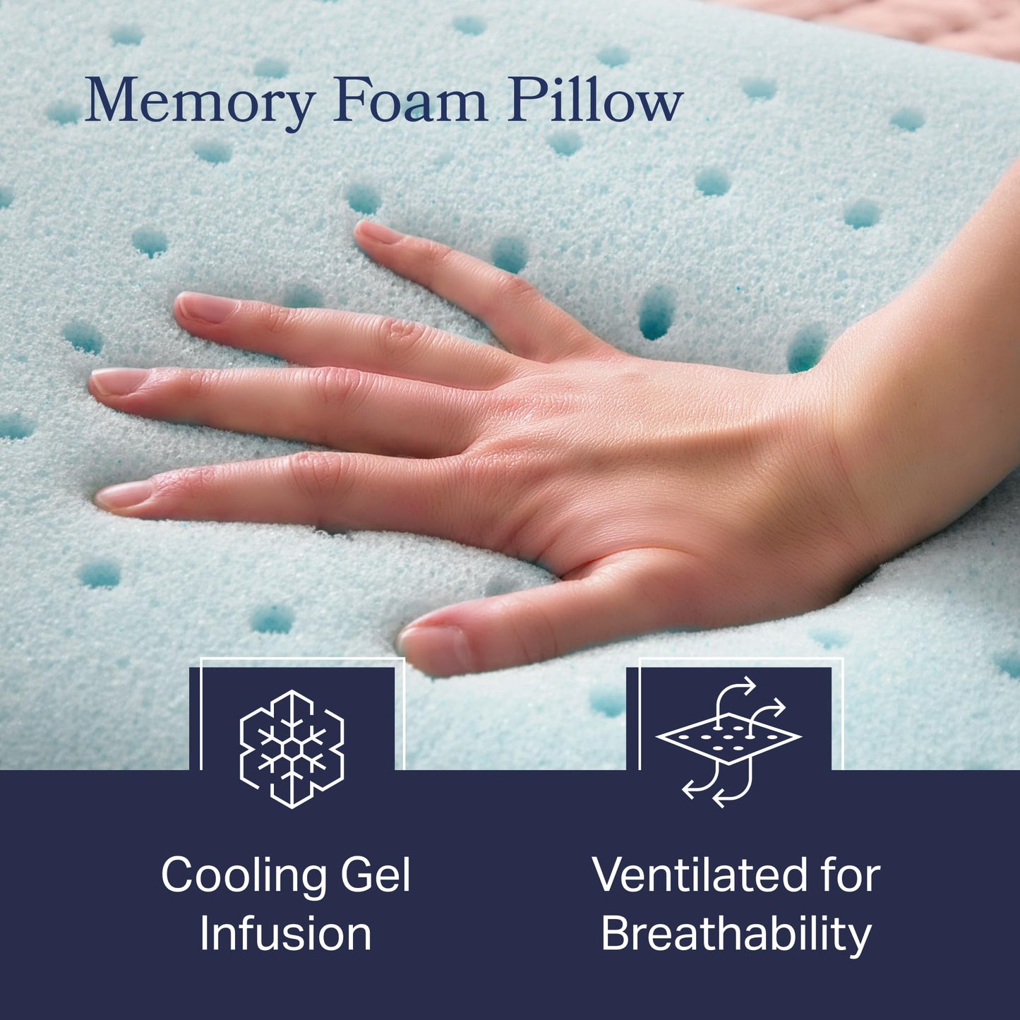 WEEKENDER Ventilated Gel Memory Foam Pillow - Washable Cover - Queen Size(Pack of 1), White WEEKENDER