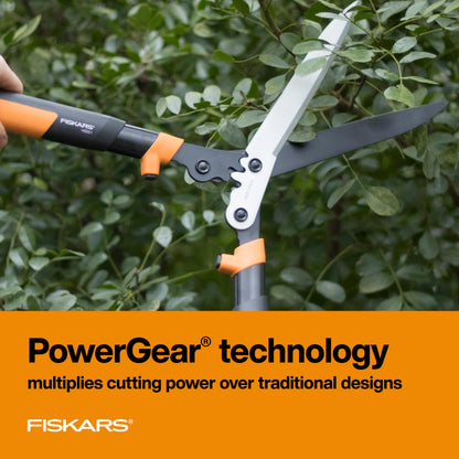 Fiskars 23" PowerGear2 Garden Hedge Shears, Hedge Clippers, 10" Blades