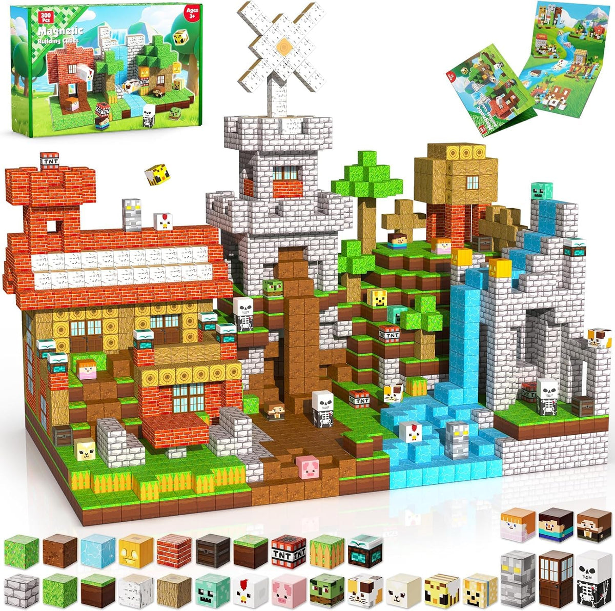 ToyUnited Magnetic Blocks 300 Pieces Build Mega Forest Castle, Cute Fun Magnetic Building Blocks Stacking Toys, Montessori Sensory Toy for Kids Aged 3+ 4 5 6 7 8 Years Old Boys Girls Gift Christmas 🍁 All In One Marketplace Canada