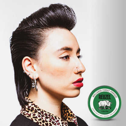 Reuzel Green Grease Pomade For Men Oil Based Medium Hold Natural Shine, Pliable Styling for Normal to Thick Hair, Barber Quality, With Tea Tree, Apple Peppermint Scent 95g 🍁 All In One Marketplace Canada