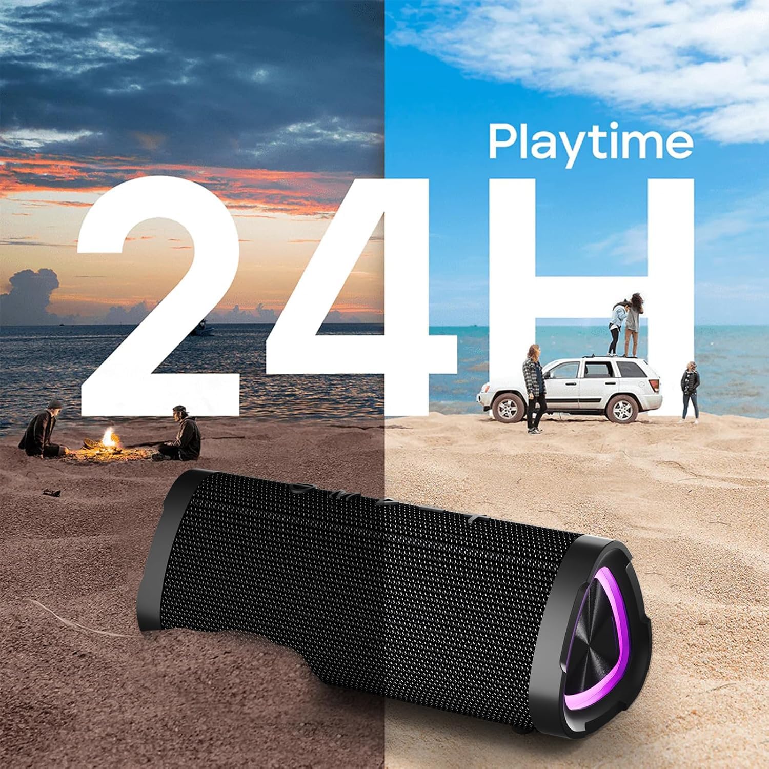 Bluetooth Speaker,Vanzon V40 Portable Wireless Bluetooth Speaker with IPX7 Waterproof, 24W HiFi Stereo Sound,24H Playtime, LED Lights and TWS Dual Pairing, Suitable for Home Outdoors Travel,Great Gift