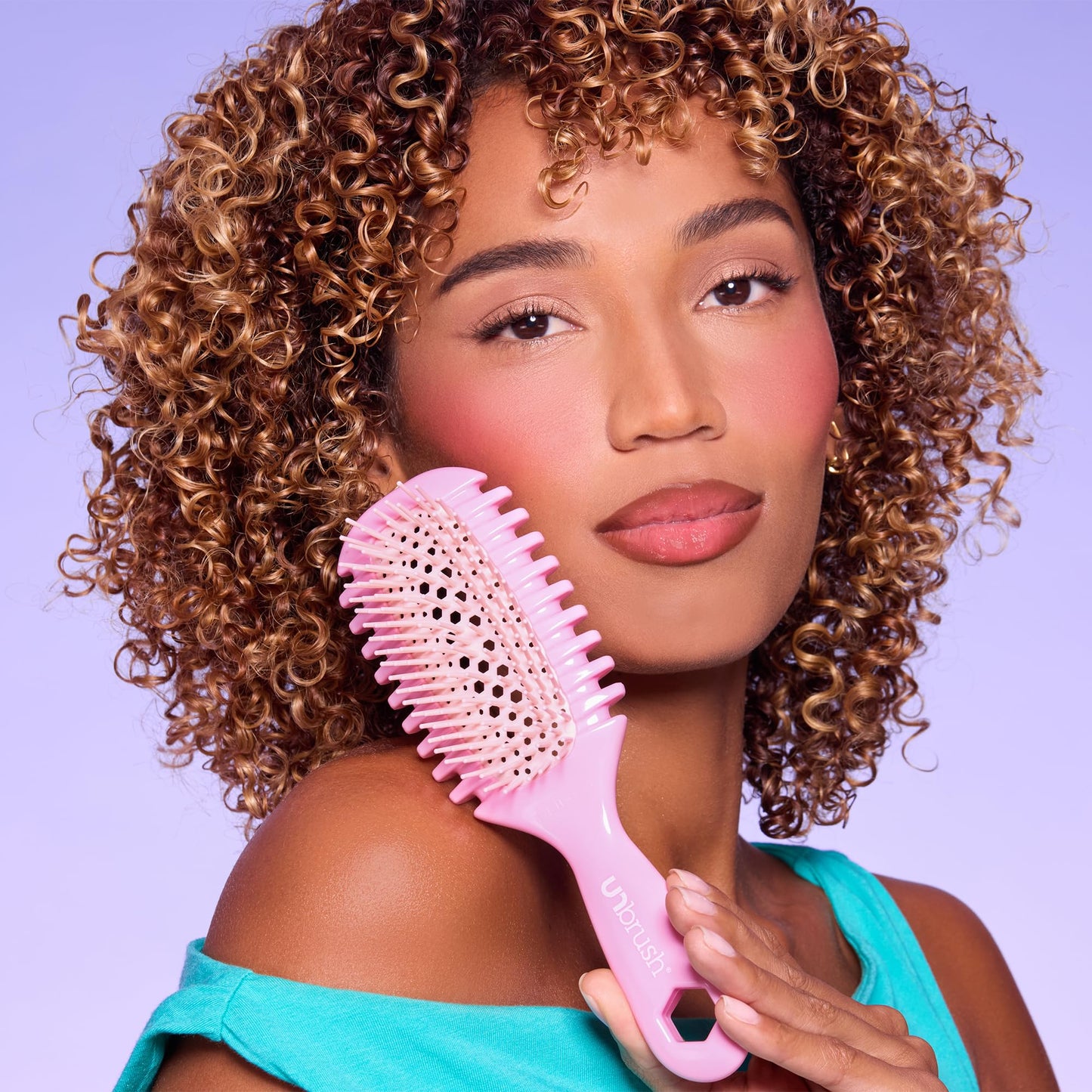 FHI Heat UNbrush Curl Defining Brush — Wavy, Coily, and Curly Hair Brush with DuoFlex Bristles & StyleCurl Handle — for Gentle Detangling & Faster Styling on Wet Hair - Coral Rose FHI Heat