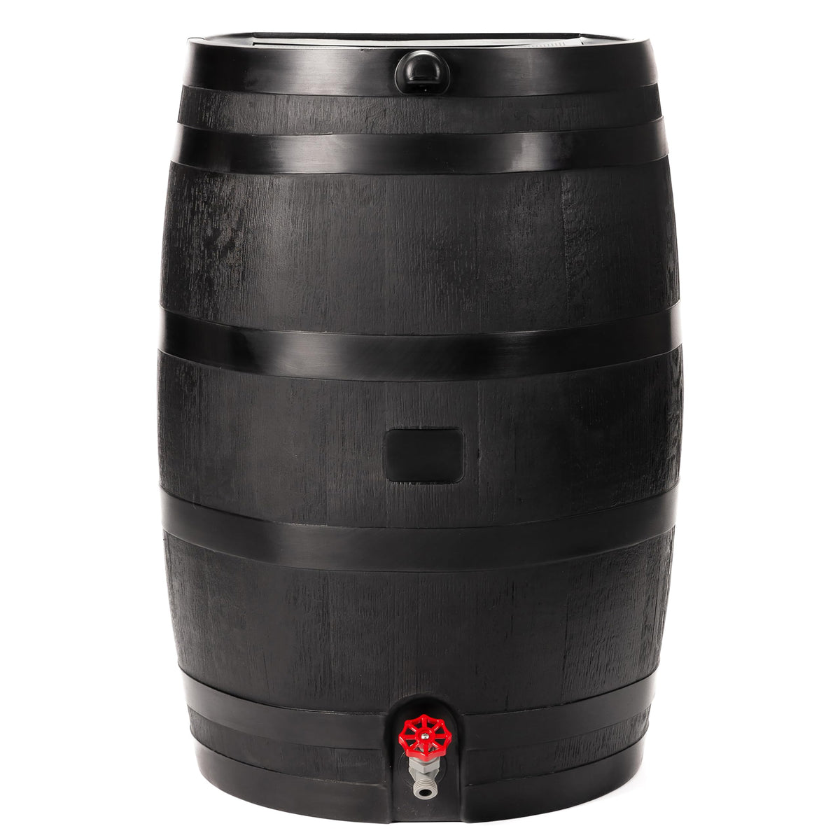 Récupérateur d'eau de pluie RTS Home Accents de 50 gallons (190 L) ECO fabriqué à partir de plastique 100 % recyclé, baril de collecte à dos plat, noir