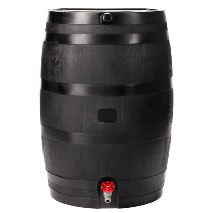 Récupérateur d'eau de pluie RTS Home Accents de 50 gallons (190 L) ECO fabriqué à partir de plastique 100 % recyclé, baril de collecte à dos plat, noir