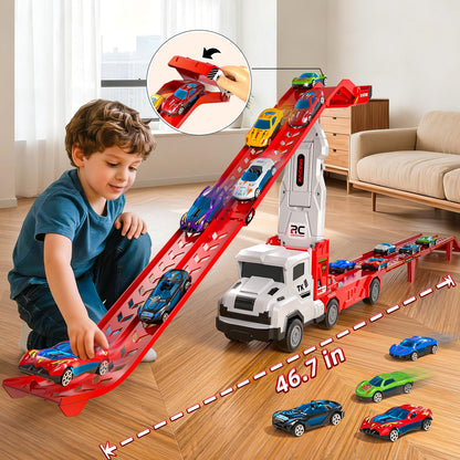 Transport Truck Toy for Kids, Transport Vehicle with Double Race Ramp Track 🍁 All In One Marketplace Canada