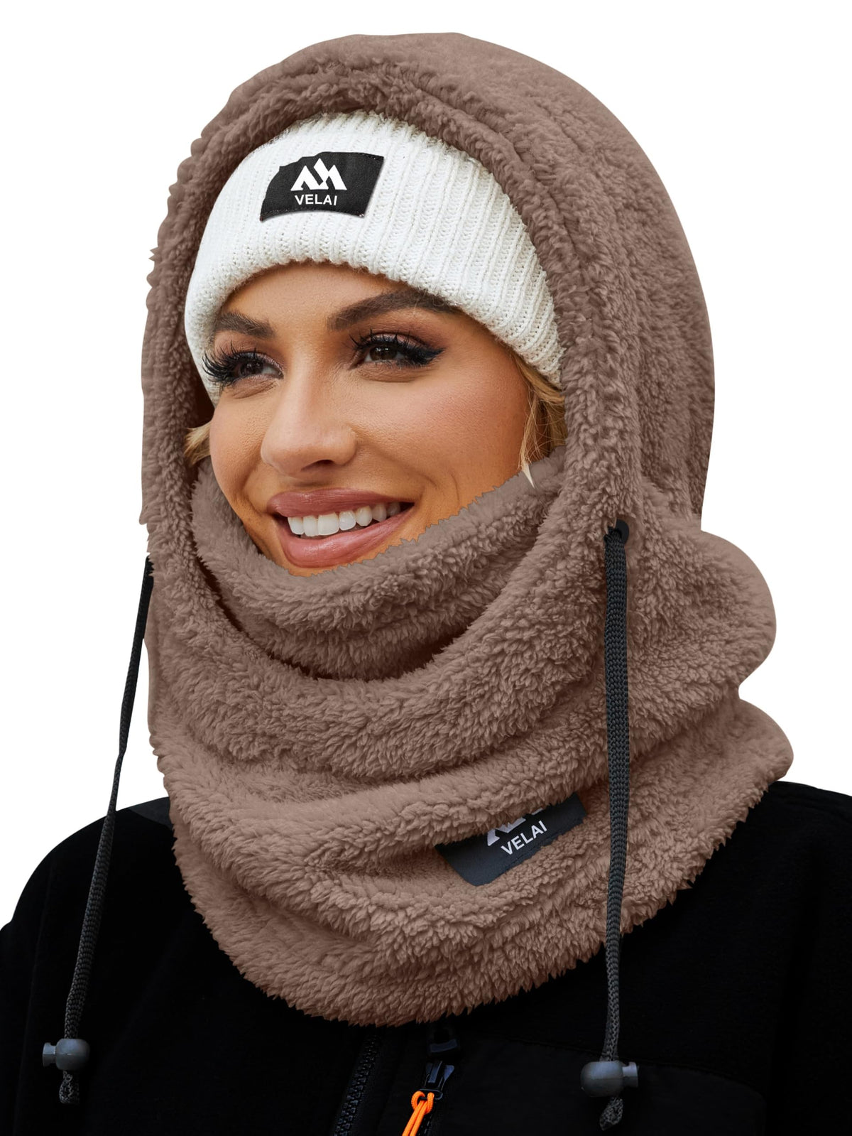 VELAI Balaclava Fleece Ski Mask for Men Women Winter Face Masks Windproof Hooded Scarf Cold Weather Hat Neck Warmer(Coffee) 🍁 All In One Marketplace Canada
