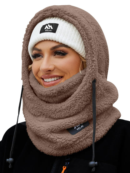 VELAI Balaclava Fleece Ski Mask for Men Women Winter Face Masks Windproof Hooded Scarf Cold Weather Hat Neck Warmer(Coffee) 🍁 All In One Marketplace Canada