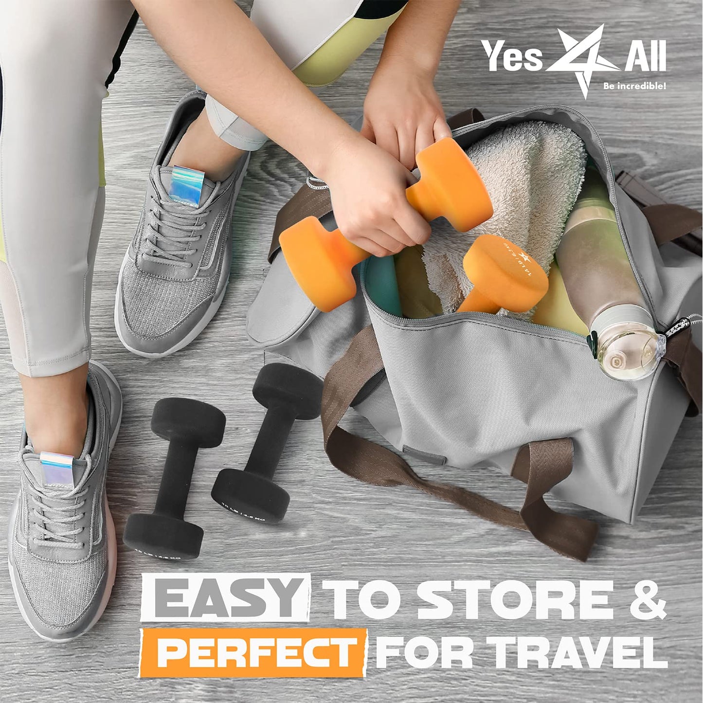 Yes4All Dumbbell Neoprene, poids et haltere, Weight Set, Hand Weights for Women, Dumbbells Pair, Free Weights (D. Orange - 15lbs)