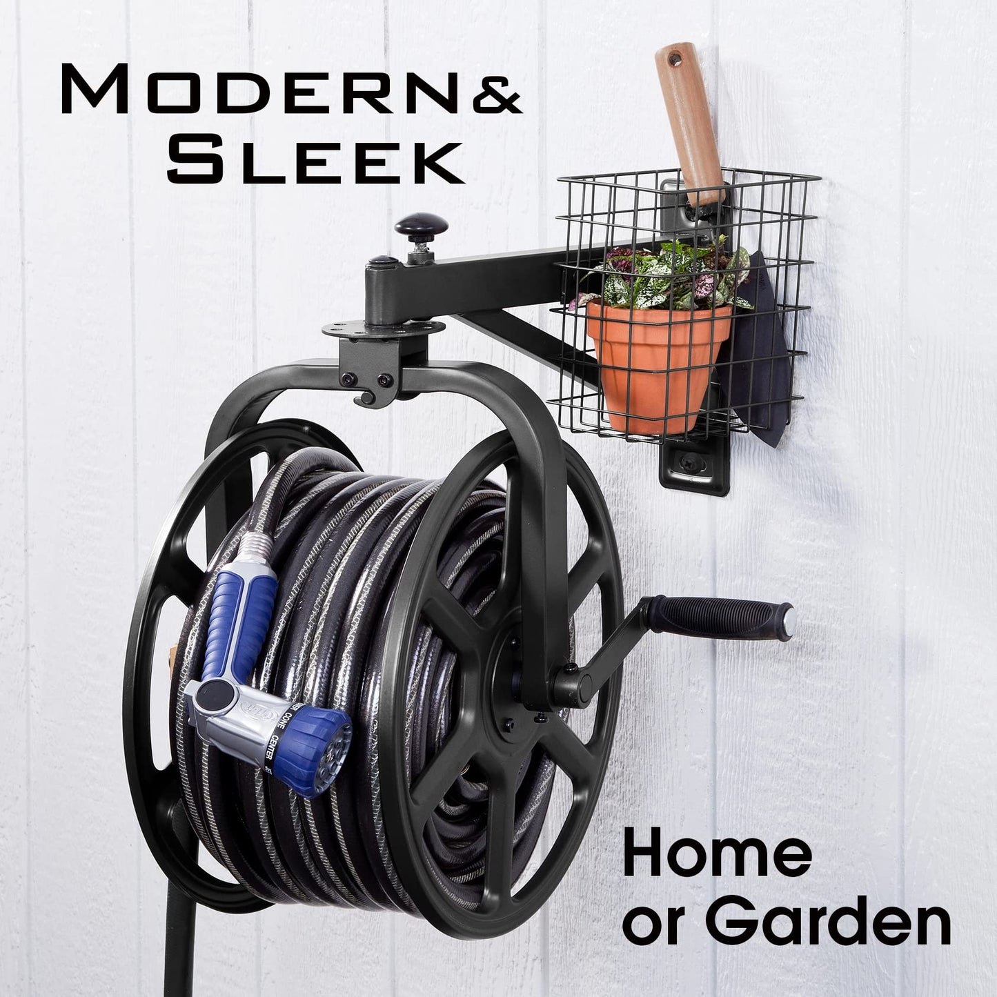 Liberty Garden 712-B Single Arm Navigator Multi-Directional Garden Hose Reel, Holds 125-Feet of, 5/8-Inch, Black, Height: 22.00", Width: 20.25", Depth: 18.6", Weight: 12.50 lbs Liberty Garden