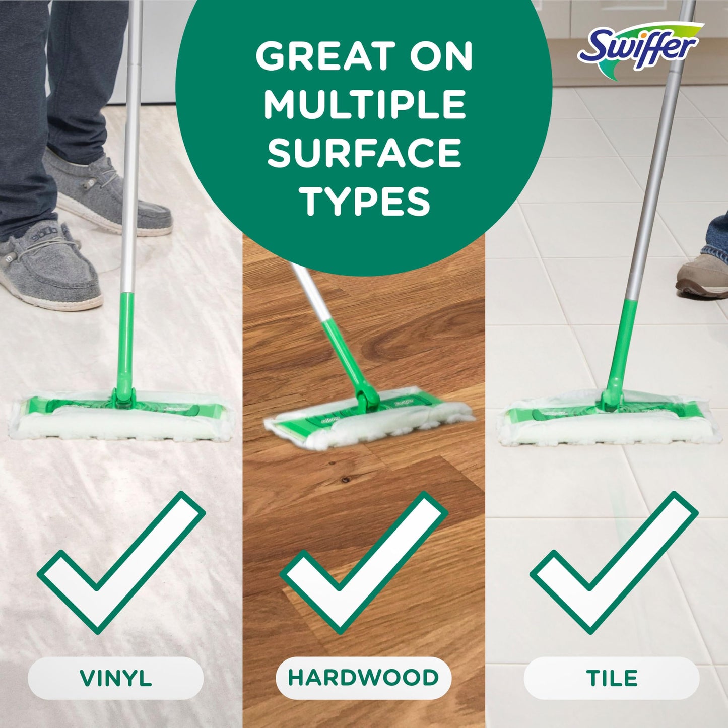 Swiffer Sweep + Mop, Broom & Mop Alternative, Dry & Wet Floor Cleaner for Dirt, Dust, Hair, All Purpose Cleaning Tool for Home, Bathroom, Kitchen, Set Includes 1 Sweeper, 14 Dry Pads, 5 Wet Pads Fresh - Available at All In One Marketplace Canada