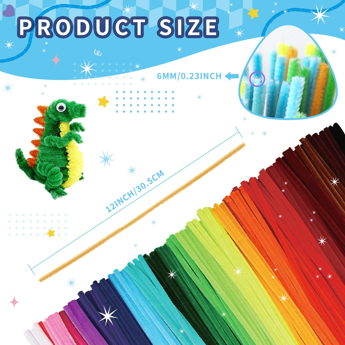 1200Pcs 24 Colors Thick Chenille Pipe Cleaners Bulk for DIY Craft 🍁 All In One Marketplace Canada