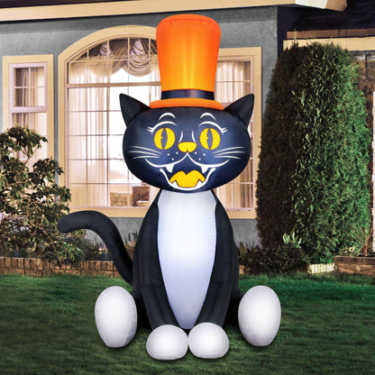 Chat noir gonflable de 1,5 mètre avec haut-de-forme pour Halloween