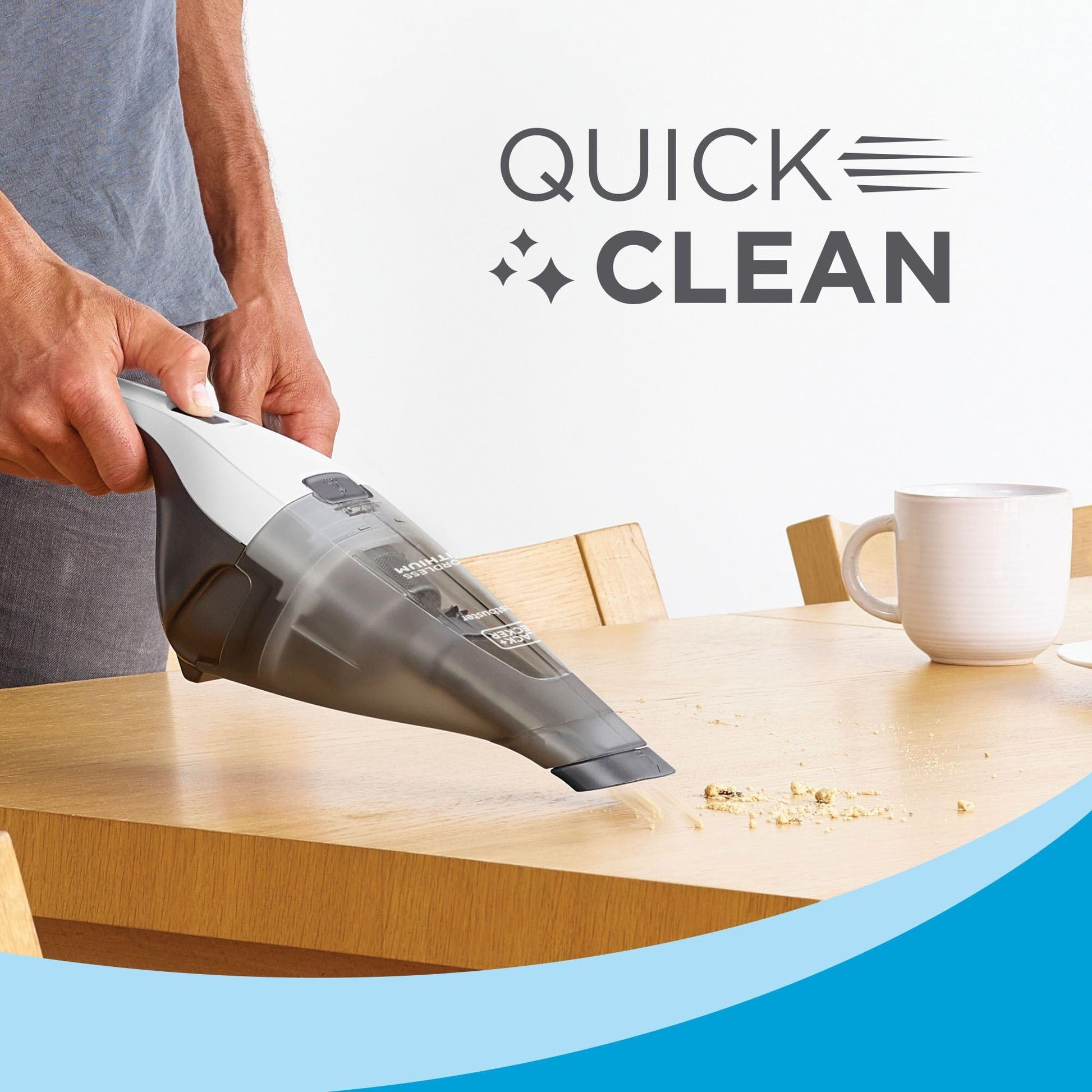 BLACK+DECKER dustbuster QuickClean Cordless Handheld Vacuum, White (HNVC215B10), Dirt Bowl and Fliter